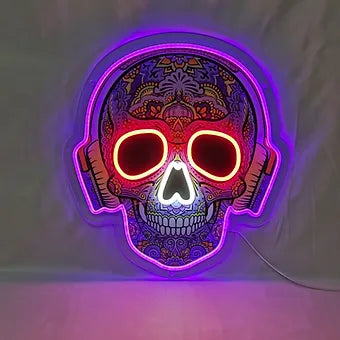 Calavera Skull with Big Bass Headphones